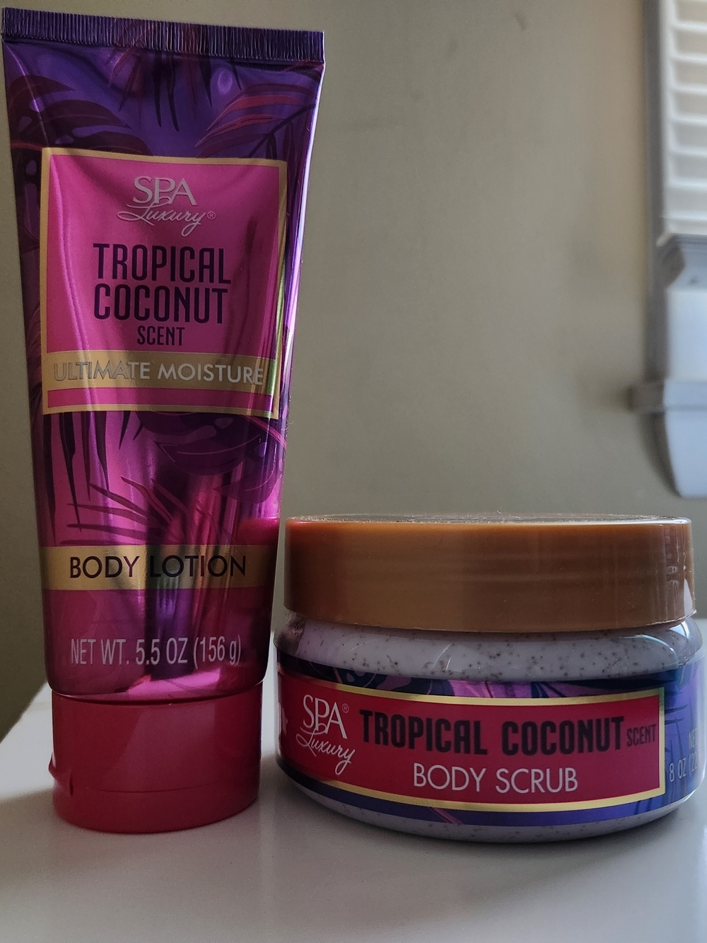 Tropical Coconut Body Lotion & Body Scrub - Pink